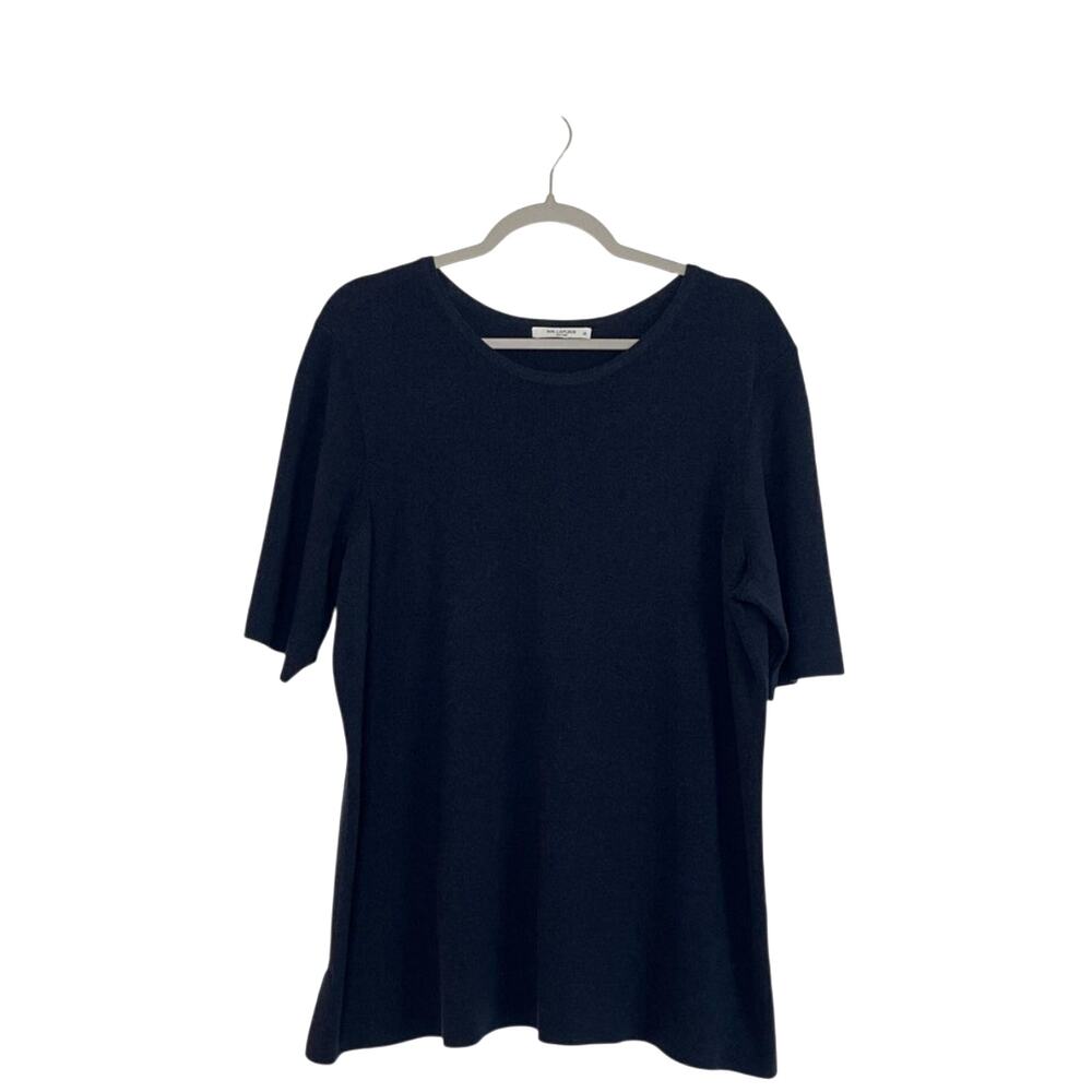 M.M. Lafleur The Choe Top Navy Melange Size 2X Short Sleeve Stretch Knit Office